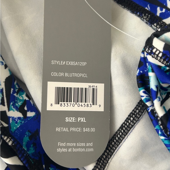 Exertek Leggings Cropped Petite XL Blue White Patterned Stretch NEW - Picture 10 of 16